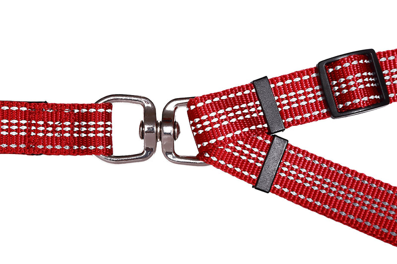 Premium Reflective Double Dog Leash - Adjustable Coupler - 2 Padded Handles- Great for Walking 2 Dogs/Dual Dogs - Tangle Free (Small - 5/8" Width, 4 Feet RED) SMALL - 5/8" Width - BeesActive Australia