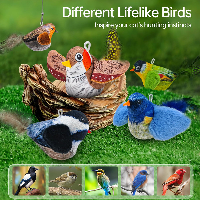 Chirping Bird Cat Toys Hanging Cat Feather Toy - Catnip Interactive Cat Toys for Indoor Cats - Automatic Cat Toy for Cat Exercise & Kicker to Self Play (Blue) Chirping blue Melody Chirping Bird - BeesActive Australia