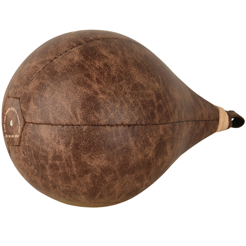 FISTRAGE Speed Bag Boxing Ball Leather MMA Muay Thai Training Punching Dodge Striking Kit with Free Hanging Swivel Workout Speedball Kicking Platform Equipment Vintage Beige