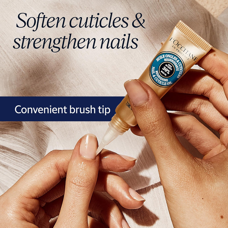 L'OCCITANE Shea Nail & Cuticle Oil, Nourishing Brush-On Moisture for Stronger & Healthier Nails, Hydrating Care for Manicures with Almond Oil, Vegan 1 Fl Oz (Pack of 1) NEW