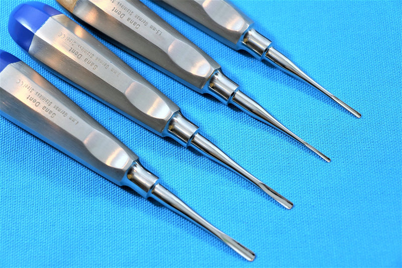 Dental Luxating Elevator Surgical Root Instruments Straight Tip 1.3 mm 2mm 3mm 4mm Set of 4 Each Premium German - BeesActive Australia