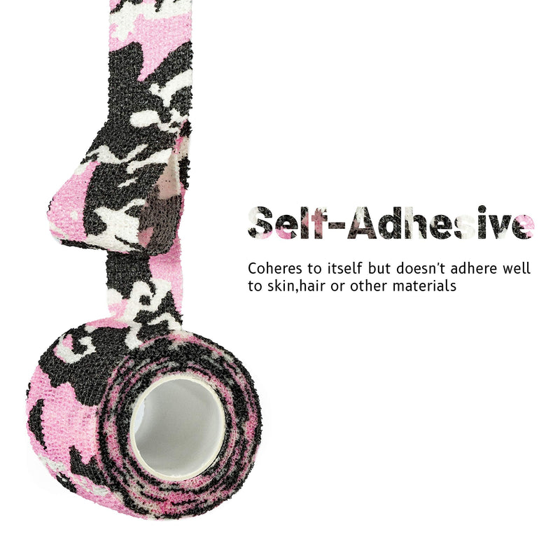 9 Rolls Self Adhesive Wrap Athletic Tape Gauze, Breathable Elastic Cohesive Bandage for Sports Injury & Pet (7 Pcs 2"x 5 Yards + 2 Pcs 1" X 5 Yards) (Camouflage Pink) Camouflage Pink - BeesActive Australia