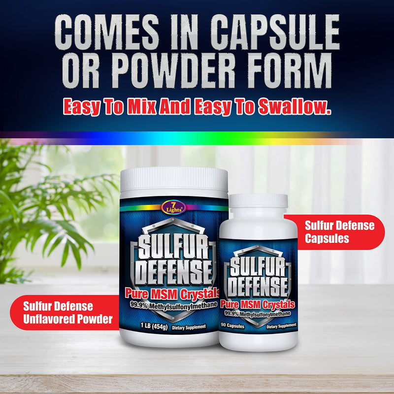 7 Lights Sulfur Defense Opti-MSM 99.9% Pure MSM Powder | Dietary Supplement for Joints, Skin & Immune Support ‚Äì Organic Methylsulfonylmethane Crystals, Vegan, Non-GMO, Gluten-Free ‚Äì Made in USA (1 LB) 1 Pound (Pack of 1)