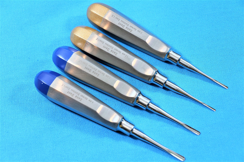 Dental Luxating Elevator Surgical Root Instruments Straight Tip 1.3 mm 2mm 3mm 4mm Set of 4 Each Premium German - BeesActive Australia