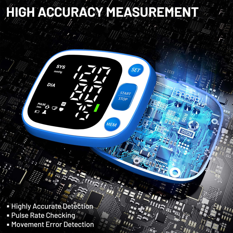 Oklar Wrist Blood Pressure Monitor, FDA Cleared Rechargeable BP Machine Blue