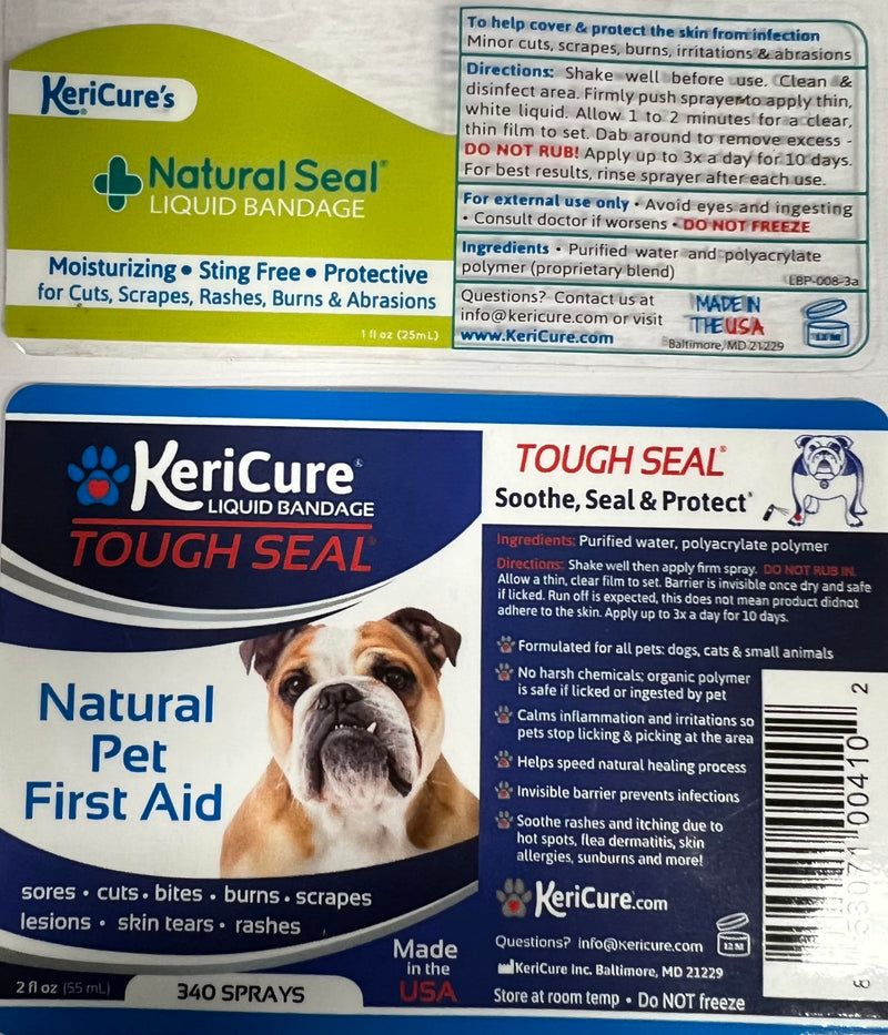 Natural Seal and Tough Seal Spray on Liquid Bandage Products for People and Pets Combo Pack, 2 Pack, One for you and one for your pet, Combine and Save, Sting Free Spray on Bandage, No Harsh Chemicals - BeesActive Australia