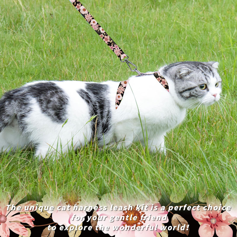 Cat Harness and Leash Set, Adjustable Kitten Harness Escape Proof Cats Harness, Soft Lightweight Walking Travel Pet Harness, Cute Kitty Harness Leash Set for Small Medium Cats, Light Pink A-Light Pink - BeesActive Australia