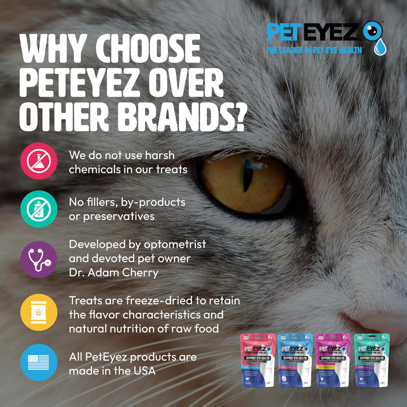 PetEyez Freeze Dried Cat Treats Tear Stain Remover, All-Natural Freeze Dried Beef Liver Treats with Vitamin & Minerals That Help Fights Against Tear Stains in Eye, 1 Oz, 35 Count (1 Pack)