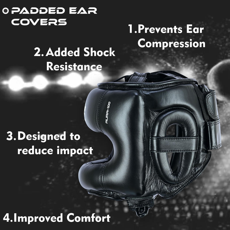 Boxing Headgear for Men and Women Leather Sparring Head Gear for Boxing MMA Muay Thai Kickboxing and Martial Arts Training Black Medium - BeesActive Australia