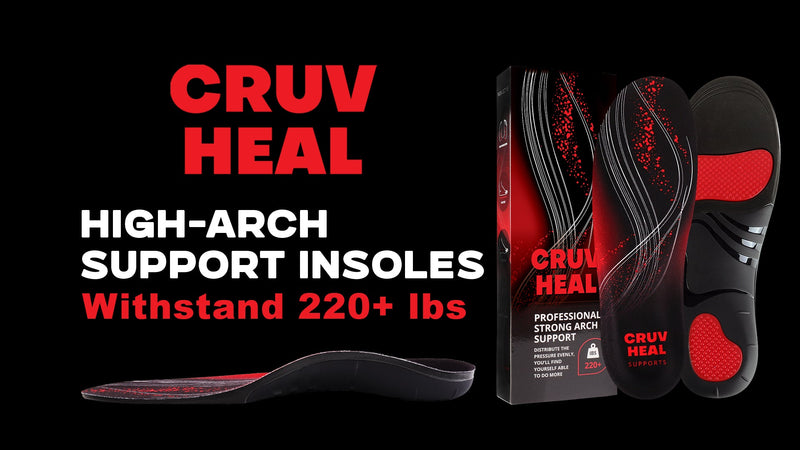 CRUVHEAL 220+ lbs Plantar Fasciitis Insoles Men High Arch Support Black, L 1 Pair-black L(Men 11-12.5/Women 12-13.5)