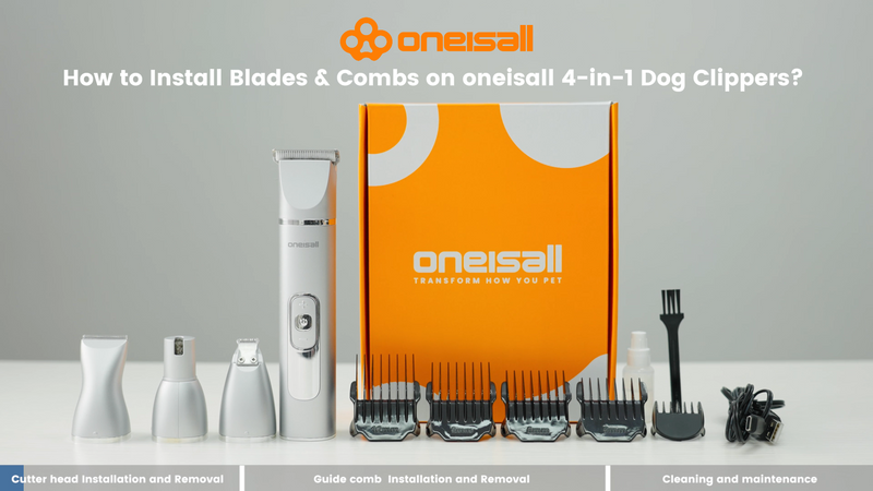 oneisall 4 in 1 Dog Grooming Kit with LCD Display Silver