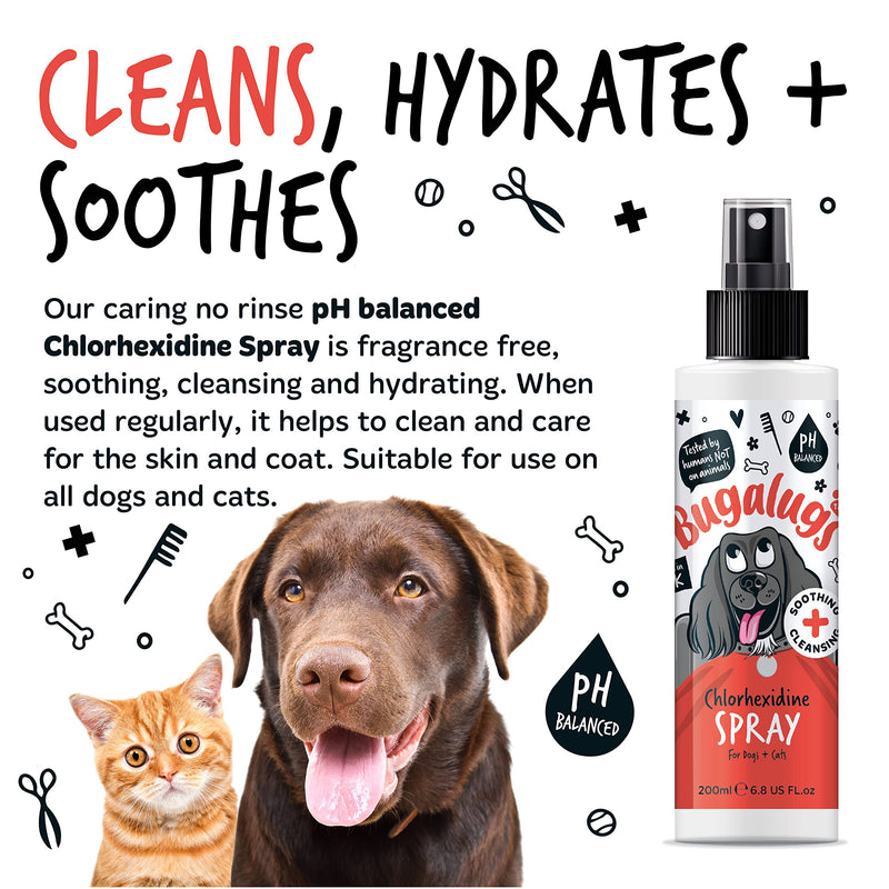 BUGALUGS Dog Spray for pawly skin - dog grooming pet spray. Great for dogs with stressed skin. Cleans Wrinkles for puppy, dogs & cat grooming
