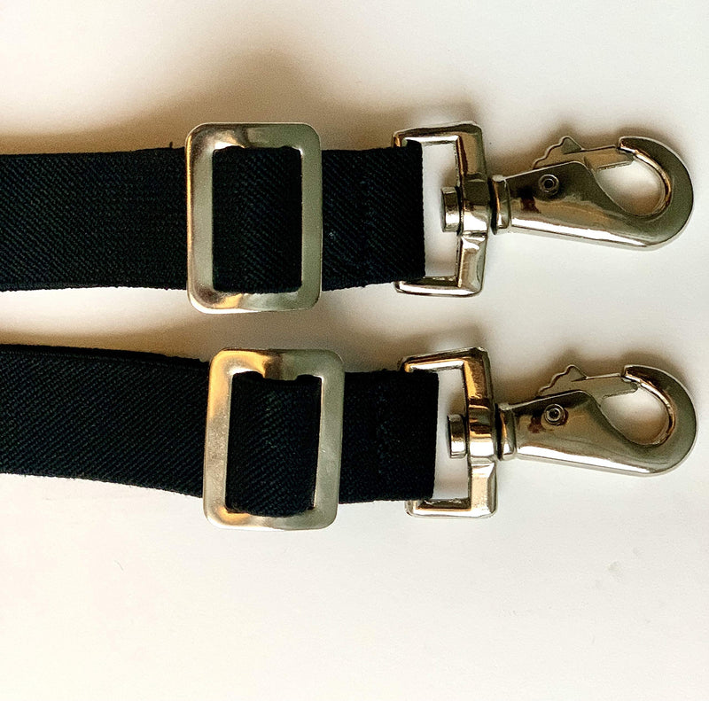 Majestic Ally Pack of 2 Adjustable length Horse Blanket Sheet Replacement Elastic Leg Strap with Double Swivel Snaps Black - BeesActive Australia