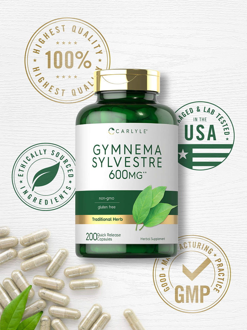 Carlyle Gymnema Sylvestre Capsules | 600mg | 200 Count | Non-GMO and Gluten Free Supplement - BeesActive Australia