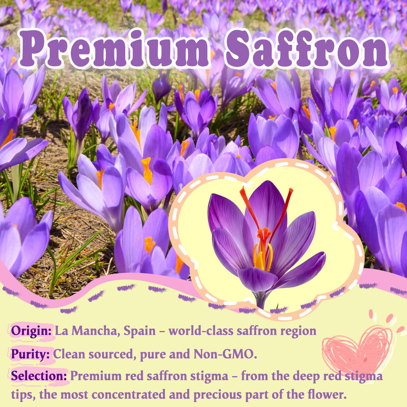 Saffron Gummies Kids Teen 14in1 30mg Saffron Extract No Sugar 60ct | Organic Saffron, Magnesium Glycinate, PS, L-Theanine, Chamomile, Vitamins B6 & B12, No Sugar, for Kids & Teens 4+