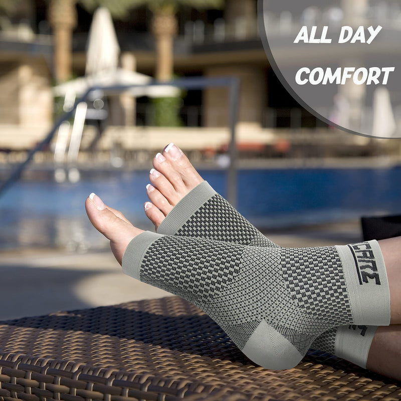 Compression Socks for Women & Men Open Toe (2 Pairs) - Best Ankle Compression Sleeve for Swelling, Achilles Tendonitis, Heel Pain & Plantar Fasciitis Relief, Gray, Large 2pairs-Gray - BeesActive Australia
