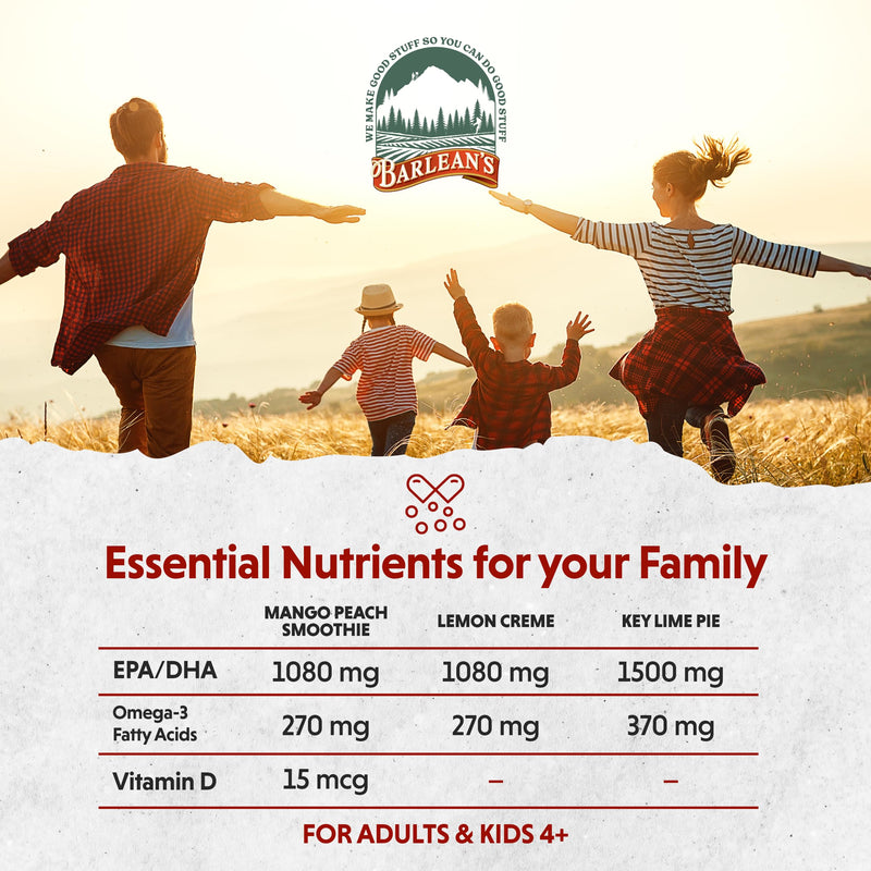 Barlean's Omega-3 Fish Oil Liquid, 1500mg EPA & DHA, Variety Pack, 8oz | Wild-caught, EPA DHA omega-3, 3 flavors, Burpless, Non-GMO, Gluten-free, Supports heart, brain, eye & immune health 8 Fl Oz (Pack of 3)