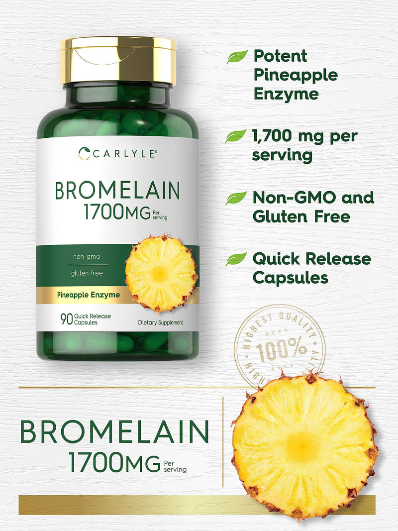Carlyle Bromelain 1700 mg | 90 Capsules | Pineapple Enzyme Supplement | Non-GMO and Gluten Free - BeesActive Australia