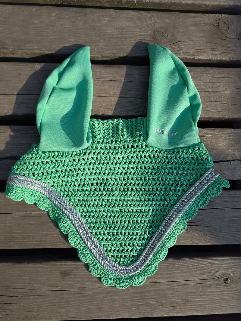 TGW RIDING Horse Ear Bonnet/Net/Hat/Horse Hood/Mask Horse Veil Horse Ear Bonnet (Full, Apple Green) Full - BeesActive Australia
