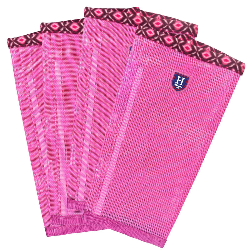 Fine Mesh Fly Boots Loose Fitting & Non-Slip Horse Fly Leggings Fleece Air Flow (Set of 4) Hot Fuchsia Mini - BeesActive Australia