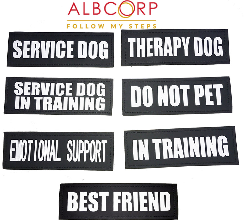 Albcorp Reflective Service Dog Patches with Hook Backing for Service Animal Vests /Harnesses Large (6 X 2) Inch Large 6" x 2" - BeesActive Australia