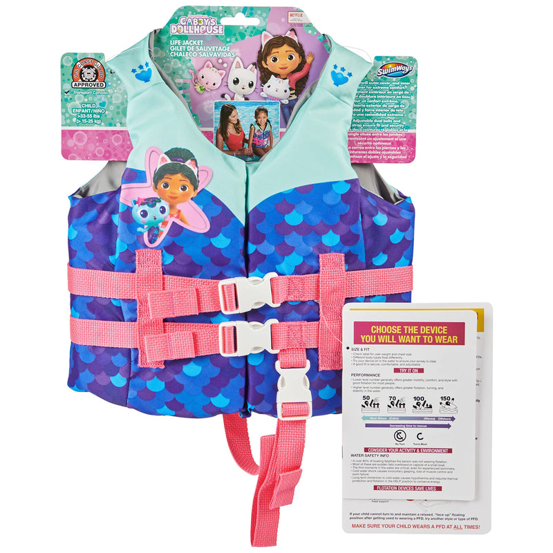 SwimWays Gabby's Dollhouse Swim Trainer Life Jacket, US Coast Guard Approved Life Vest Kids Swim Vest, Pool Floats & Life Jackets for Kids 33-55 lbs, Gabby - BeesActive Australia