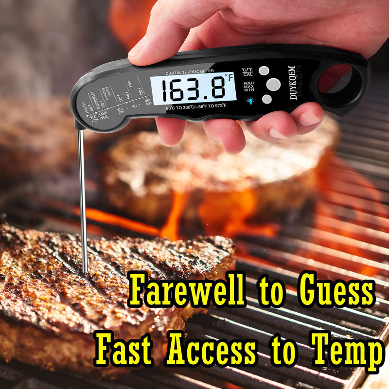 Instant Read Digital Meat Thermometer (2 Pack) Waterproof Kitchen Cooking Food Thermometer with Probe Backlight & Calibration,Best Quick Grill Meat Probe for Grilling BBQ Smoker Chefs