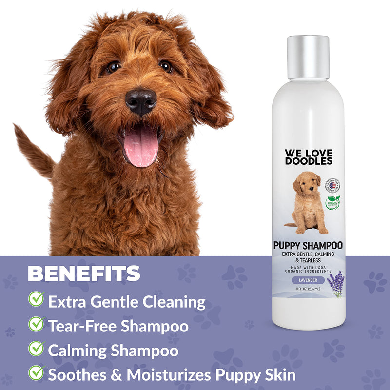 Puppy Shampoo & Conditioner | Made in USA | Organic Ingredients | Tear Free | Best Shampoo for Puppies | Sensitive & Itchy Skin Wash | Oatmeal Bathing | Tearless, Lavender, 8oz [We Love Doodles] - BeesActive Australia