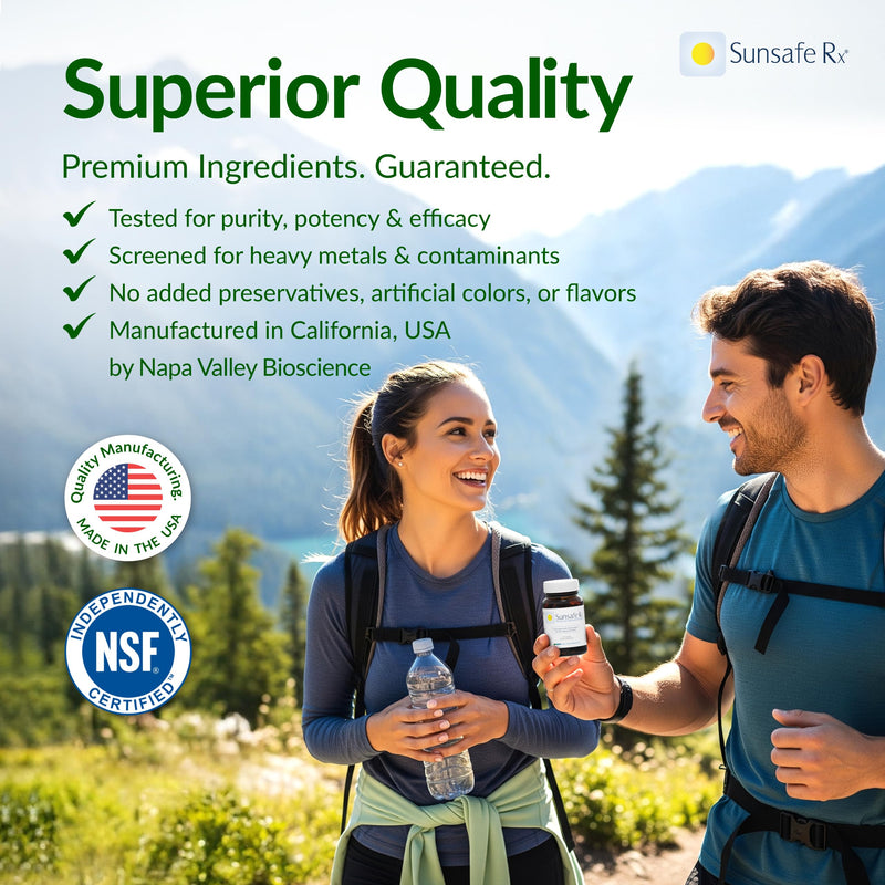 Sunsafe Rx Anti Aging Supplement: Natural Skin Protection Pills 60 Capsules | Antioxidants, Skincare, Radiant Skin, Youthful Appearance, Eye Health, Vitamins, Minerals, 250mg Polypodium Leucotomos 60 Count (Pack of 1)