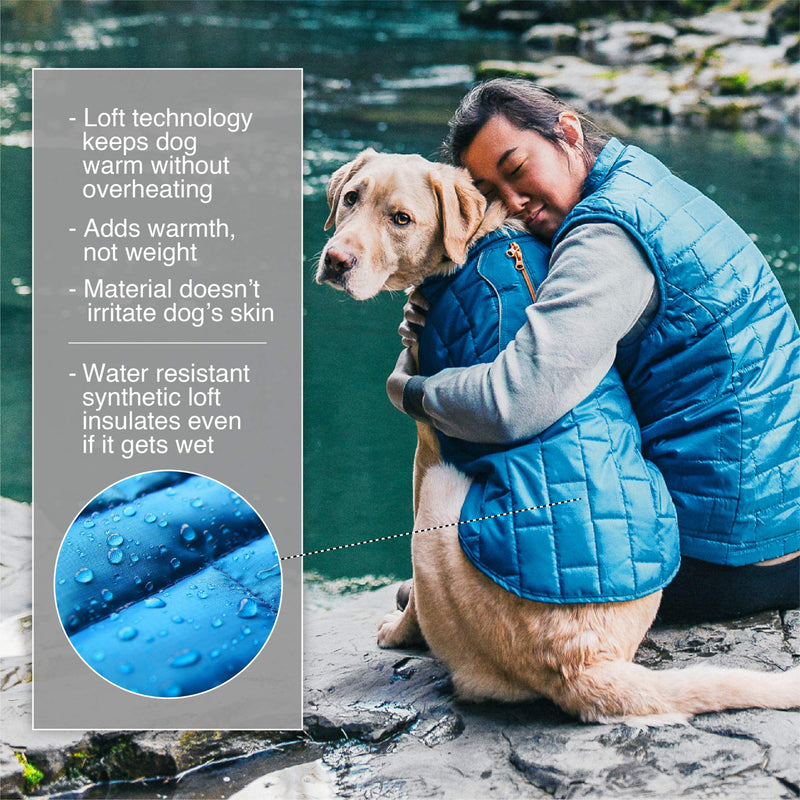 Kurgo Loft Dog Jacket, Reversible Dog Coat, Wear with Harness or Sweater, Water Resistant, Reflective, Winter Coat for Medium Dogs (Coastal Blue, M) Medium (Pack of 1) Coastal Blue/Orange - BeesActive Australia