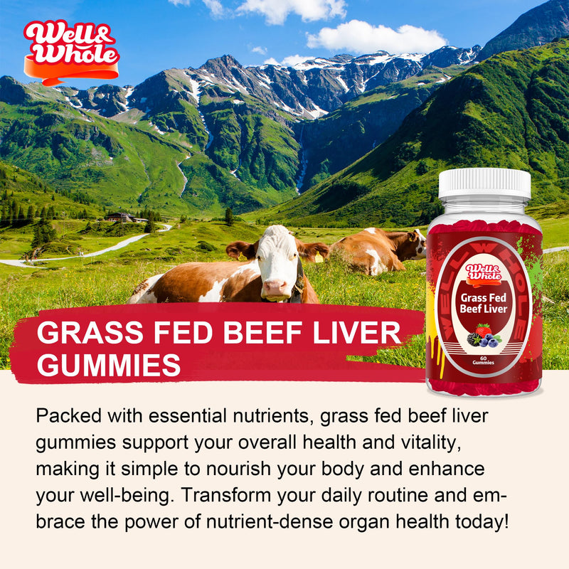 Grass Fed Beef Liver Gummies, Desiccated Liver Supplement for Adults & Kids | Naturally Nutrient-Rich Formula | Supports Daily Energy & Wellness | Whole Food Nutrition | Convenient Gummies 1