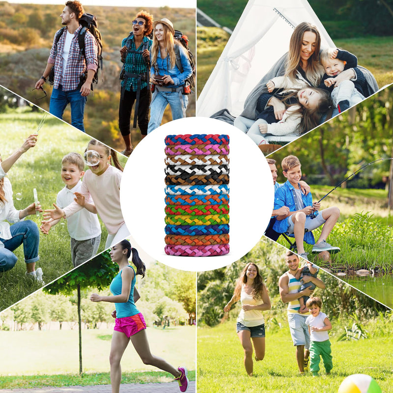 12 Pack Mosquito Repellent Bracelets, DEET-Free, Individually Wrapped PU Leather Insect & Bug Repellent Wrist Bands for Kids & Adults - BeesActive Australia