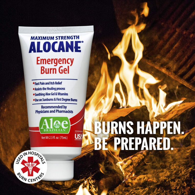 Alocane Max Emergency Burn Gel, 4% Lidocaine Hydrochloride, .13% Benzalkonium Chloride, Maximum Strength Relief, Itch Relief, For Sunburns, Kitchen, Chemical, First-Degree Burns, 2.5 Fl Oz (3 Pack) 2.5 Fl Oz (Pack of 3)