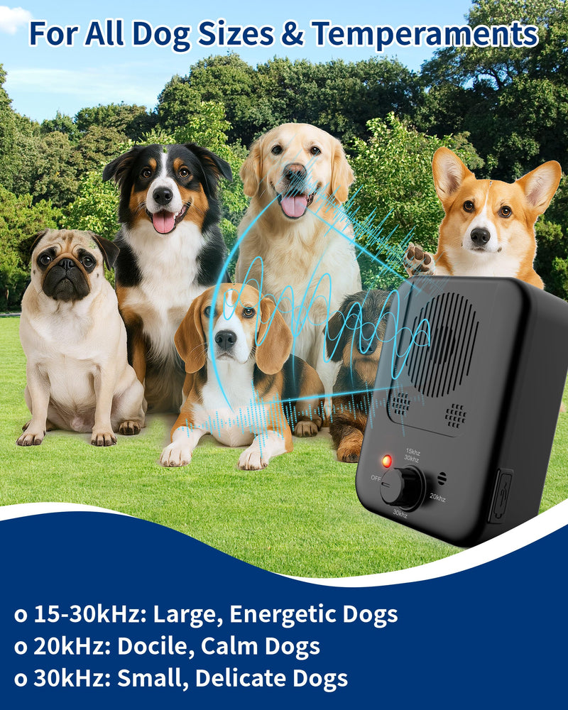 Ultrasonic Bark Control Device – 3 Adjustable Modes for Small, Medium & Large Dogs, 32ft Range, Suitable for Indoor & Outdoor Use (Deep Black) Deep Black