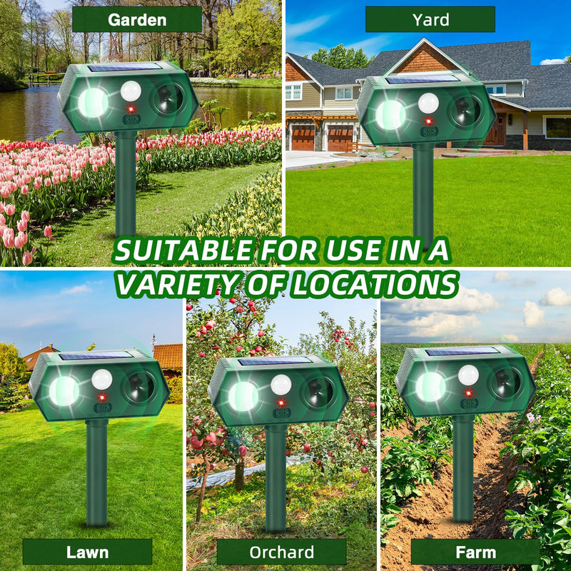 Cat Deterrent for Yard, Ultrasonic Cat Deterrent Outdoor with Motion Sensor and Flashing Lights, Solar Powered Cat Deterrent for Garden Yard Lawn, 2 Pack - BeesActive Australia