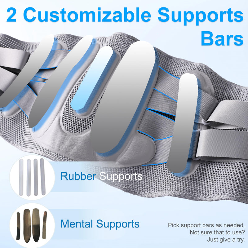 King Mills Plus Size Back Brace for Men Lower Back – Breathable & Comfortable Lumbar Support Big Belly Support for Lower Backs, Customizable Supports Bars – Fits Waist from 44" to 52" XXX-Large - BeesActive Australia