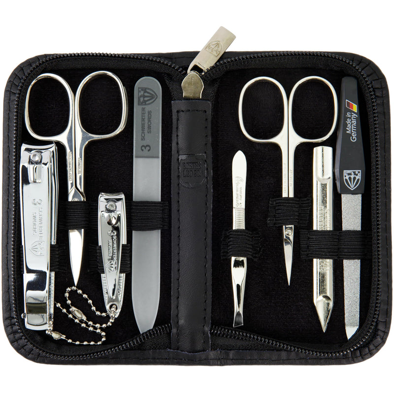 3 Swords Germany – manicure pedicure set kit (602) BLACK - GENUINE LEATHER - BeesActive Australia
