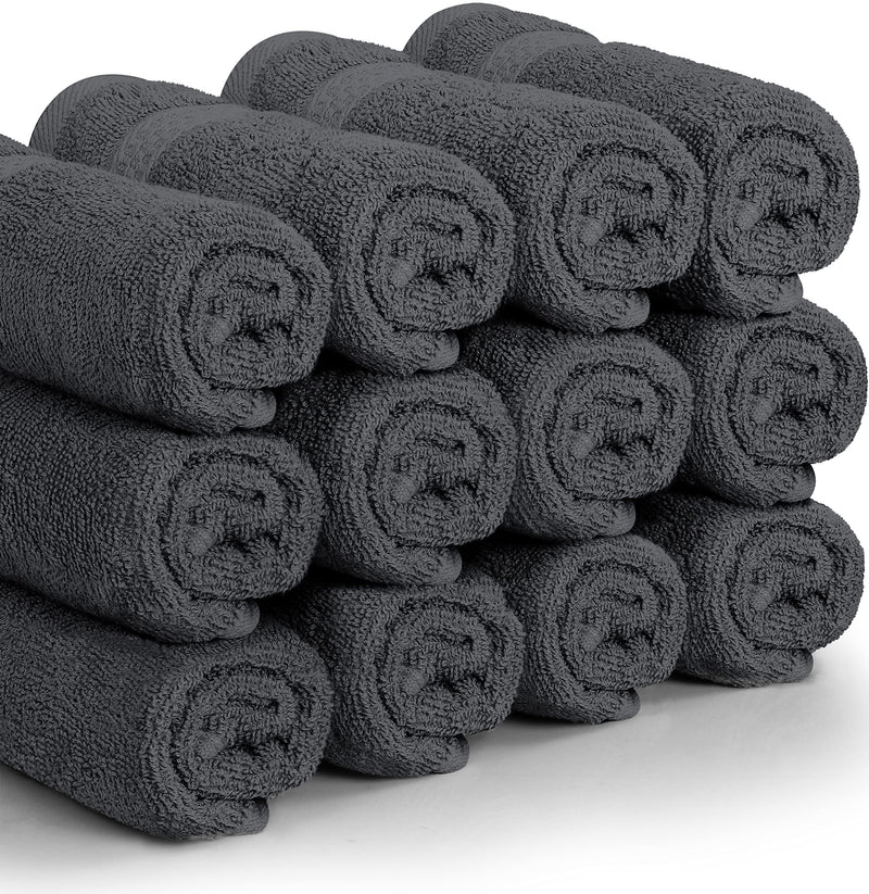 Utopia Towels [12 Pack Premium Wash Cloths Set (12 x 12 Inches) 100% Cotton Ring Spun, Highly Absorbent and Soft Feel Essential Washcloths for Bathroom, Spa, Gym, and Face Towel (Grey) 12 Wash Cloths Grey - BeesActive Australia