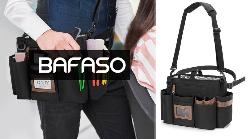 BAFASO Insulated Hairdresser Bag with Adjustable Waist Belt, Black