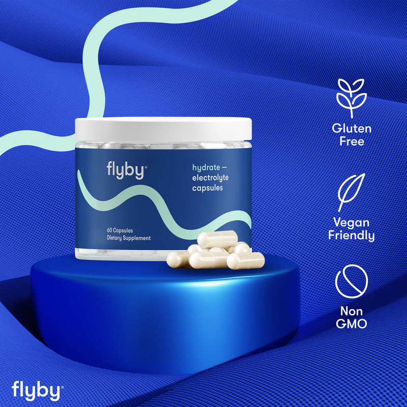 Flyby Electrolyte Capsules, No Added Sugar, Non-GMO - 60 Count | Sodium, Potassium, Vitamin D3, B Vitamins, Copper & Manganese. Sugar-Free Hydration and Energy On The Go. 30 Days Supply Unflavored - Capsule