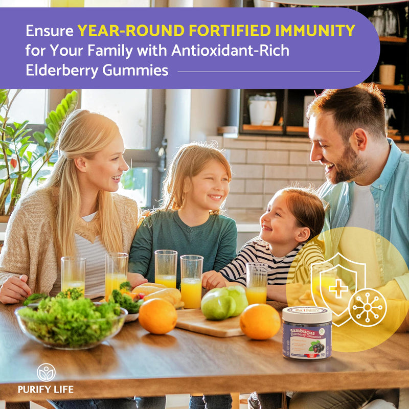 Sugar-Free Elderberry Gummies with Vitamin C & Zinc for Adults & Kids, 90ct | Immune support supplement for respiratory health, sambucus elderberry antioxidant gummies - vegan, non-GMO, made in USA Elderberry 90ct