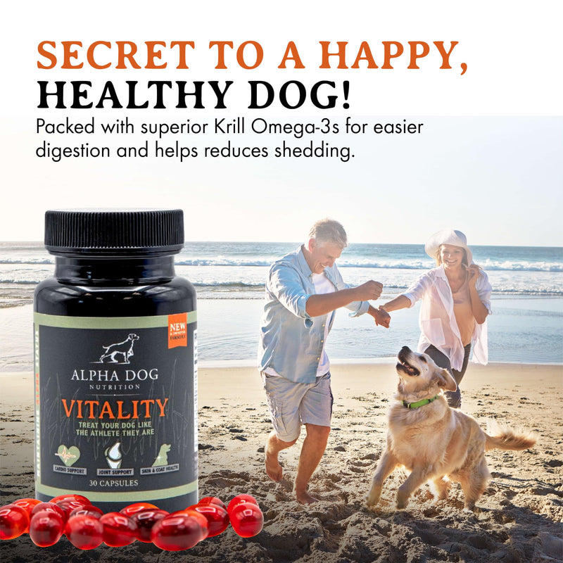 Krill Oil for Dogs - Vitality by Alpha Dog Nutrition – Reduces Dog Allergies, Itchiness, & Shedding – Promotes Healthy Skin and Coat - PawsPlanet Australia