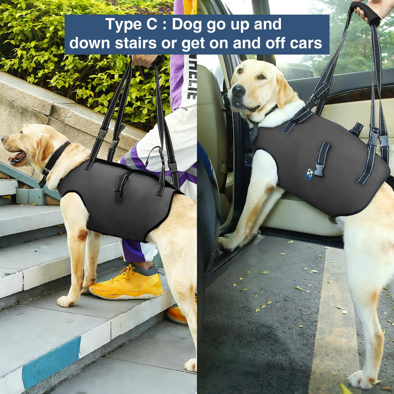 Coodeo Dog Lift Harness, Pet Support & Rehabilitation Sling Lift Adjustable Padded Breathable Straps for Old, Disabled, Joint Injuries, Arthritis, Loss of Stability Dogs Walk (Grey, M) Medium Grey - BeesActive Australia