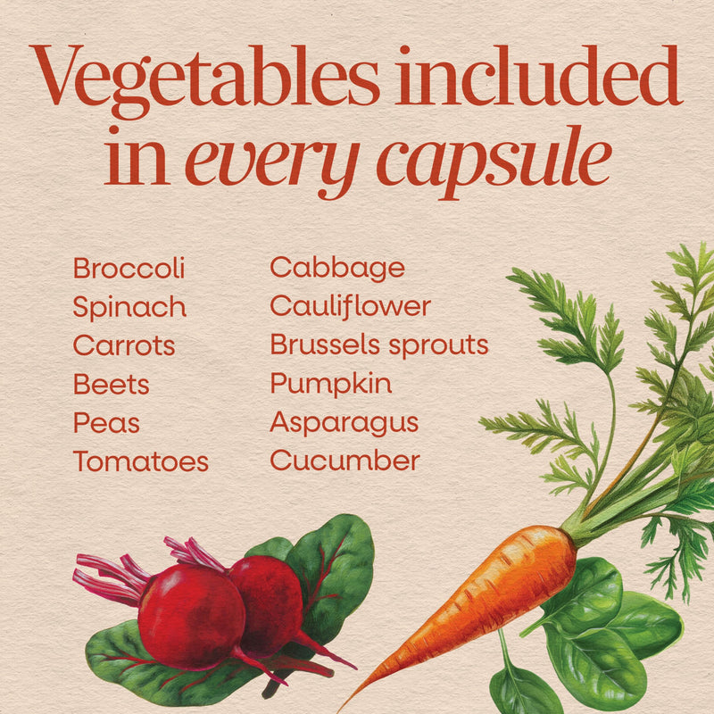 Nature's Way Garden Veggies, Vegetable Supplement, Superfood Blend, 60 ct | Plant-Powered Powder Blend Made with 12 Different Vegetables, Capsules with Green Superfood Veggie Blend for Daily Wellness 60 Count (Pack of 1)
