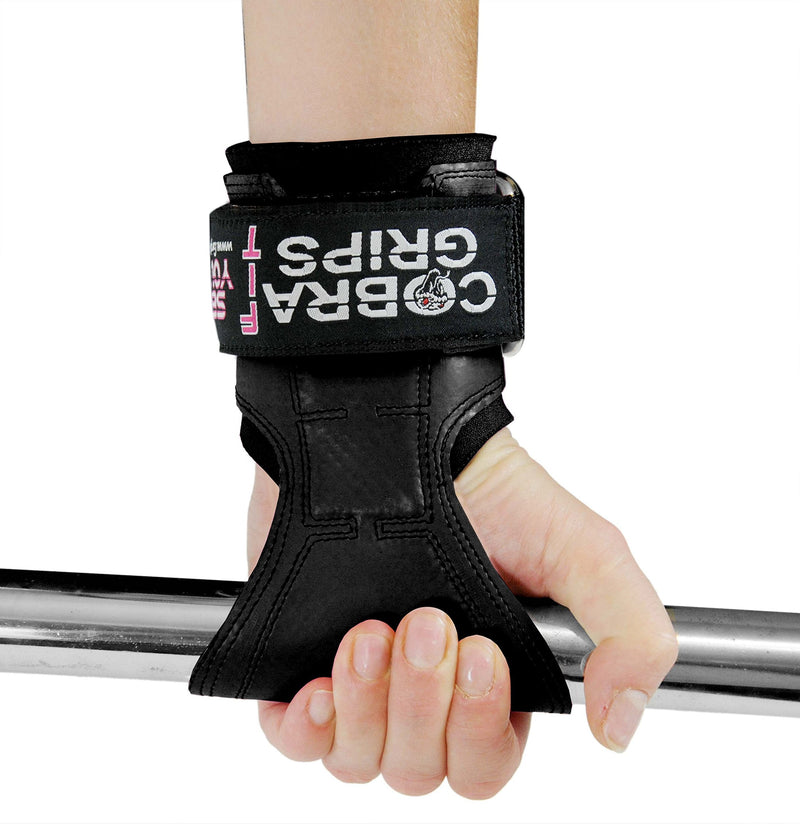 Cobra Grips FIT for Ladies! Weight Lifting Gloves Heavy Duty Straps Alternative to Power Lifting Hooks for Deadlifts with Built in Adjustable Neoprene Padded Wrist Wrap Support. (Women Black Rubber) - BeesActive Australia