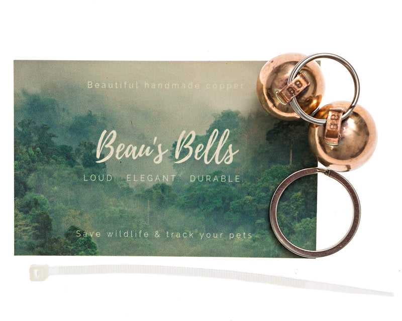 Beau's Bells 2 Extra Loud Cat & Dog Bells | Pet Tracker | Save Birds & Wildlife Handmade Copper (Large) Large - BeesActive Australia