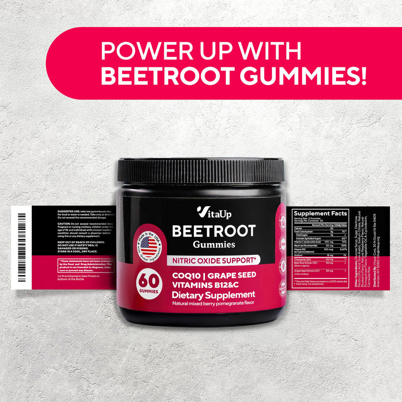 Beet Root Gummies – Beetroot Gummies with CoQ10, Grape Seed, Vitamin C, B12 & B3 – Beets Gummies for Circulation, Energy & Immune Support – 60 Beets Chews – Pack of 3 180 Count (Pack of 1)