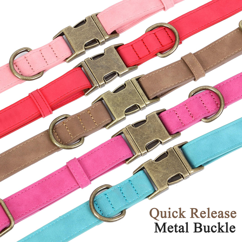 Soft Leather Dog Collar for Small Medium Large Dogs, Heavy Duty Dog Collar Leather with Quick Release Metal Buckle, Durable & Adjustable for Medium Dogs Walking (Brown, M) M:Neck 13-20’’, Width 3/4’’ Brown - BeesActive Australia