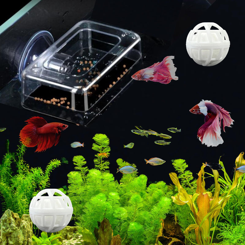 Acrylic Fish Feeding Box Ring for Turtle and Filter Balls Set, Betta Feeding Ring with Nitrifying Balls, Fish Feeding Box, Fish Food Holder, Turtle Enrichment Toys, Turtle Tank Accessories (Clear, S) Clear - BeesActive Australia