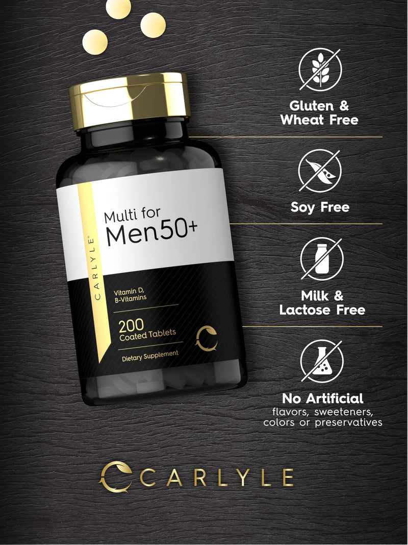Carlyle Multivitamin for Men 50+ | 200 Count | with B Vitamins, Vitamin D, Magnesium & Zinc | Non-GMO, Gluten Free Supplement